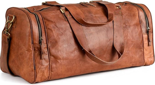 Berliner Bags Vintage Genuine Leather Duffle Bag Bergen for Travel or the Gym, Weekender, Travel Bag, Overnight Bag for Men and Women - Brown