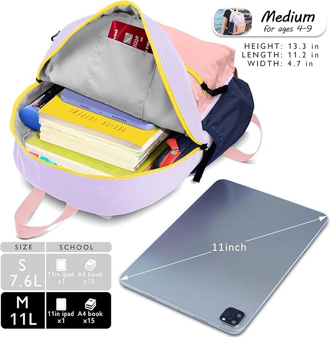 atgark Kids Backpacks For Girls & Boys, Kindergarten & Elementary School Bookbag, For School & Travel, Small Child Toddler Backpack, 13" H, For Kids 3-5 Medium