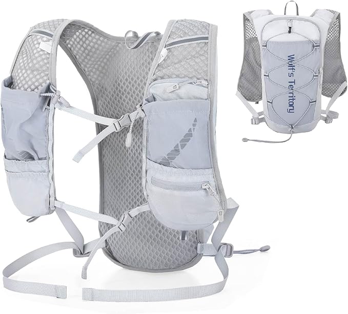 YAPJEB Hiking Hydration Vest Backpack 5L Lightweight with 2L Water Pack Bladder Daypack for Men Women Cycling, Running, Hiking and Biking (01 Grey Only Vest 5L)