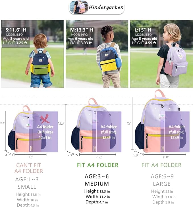 atgark Kids Backpacks For Girls & Boys, Kindergarten & Elementary School Bookbag, For School & Travel, Small Child Toddler Backpack, 13" H, For Kids 3-5 Medium