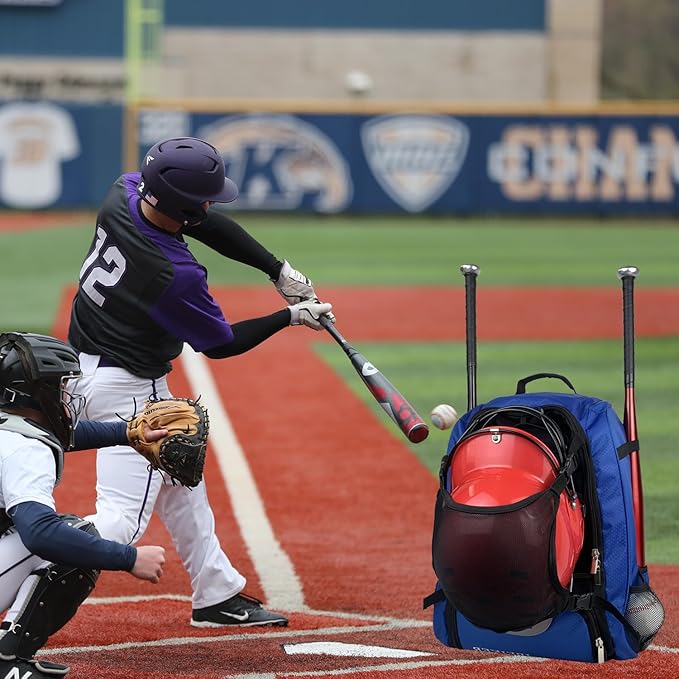 Baseball Backpack for Adult and Youth,Large Capacity Bat Bag,For all bats and equipment,T-Ball & Softball Equipment & Gear, Large Main Compartment for Helmet & accessories (blue)