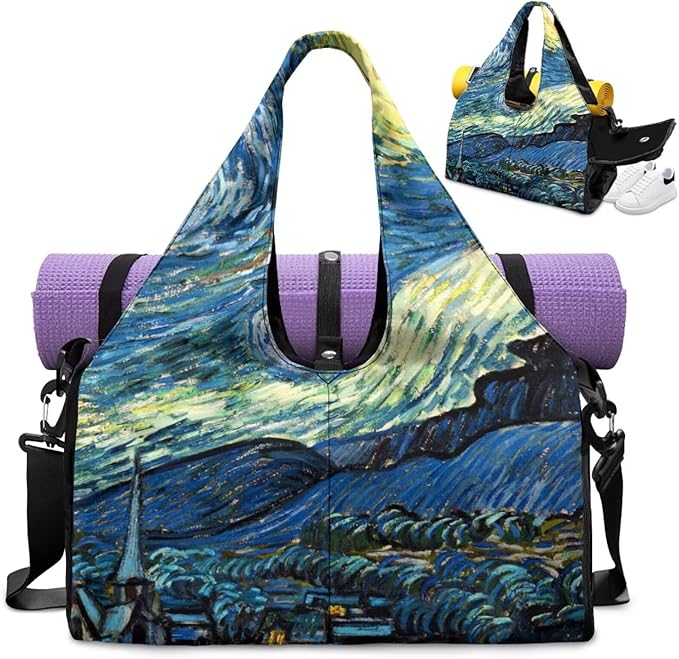 ZCFYGDX Yoga Gym Bag with Removable Adjustable Shoulder Strap, Shoe Compartment & Top Yoga Mat Holder 17.72x8.66x9.84in