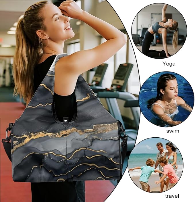 ZCFYGDX Yoga Gym Bag with Removable Adjustable Shoulder Strap, Shoe Compartment & Top Yoga Mat Holder 17.72x8.66x9.84in