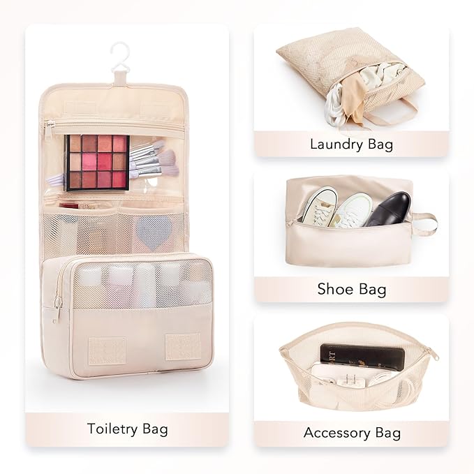 8 Set Compression Packing Cubes for Travel Gifts Women Mom,OlarHike Luggage Clothes Organizer for Travelers,Airplane/Cruise/Car/Train Travel Essentials,Compressible Expandable Saver Space Bags(Beige)