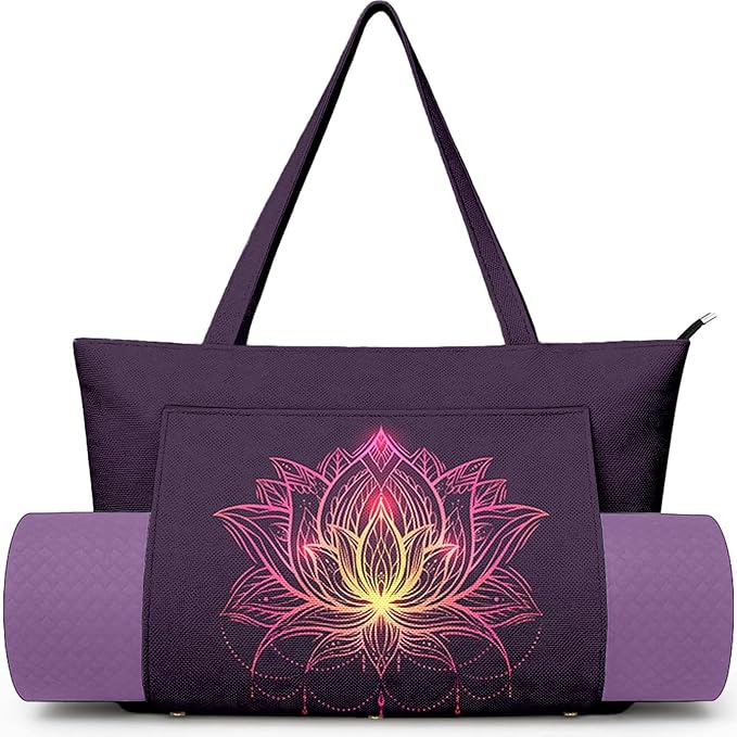 Adalore Women's Yoga Bag with Yoga Mat Carrier - Large Mat Pocket Fitness Tote for Pilates, Gym, Travel, Office & Beach
