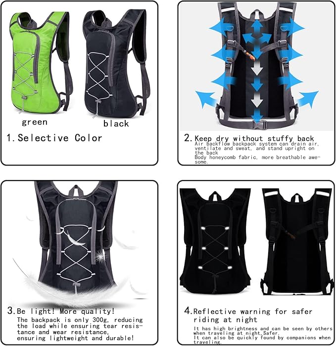 Apexillio Hydration Pack, Hydration Backpack - Water Backpack with 2L Hydration Bladder-The Perfect Backpack for Outdoor Sports Cycling Skiing Hiking Running Camping Climbing