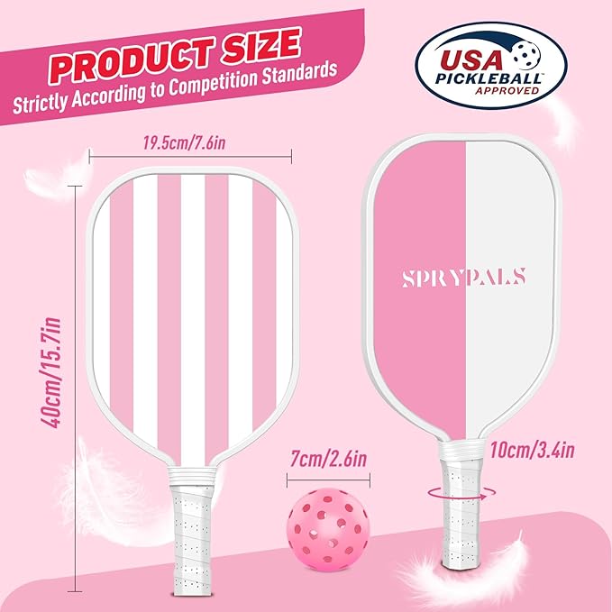 Pickleball Paddles Set of 4, USAPA Approved Pickleball Set of 4 with 4 Pickleball Balls & 1 Carry Bag Premium Wooden Cute Pickle Ball Paddles Grip Gifts for Women Youth Men