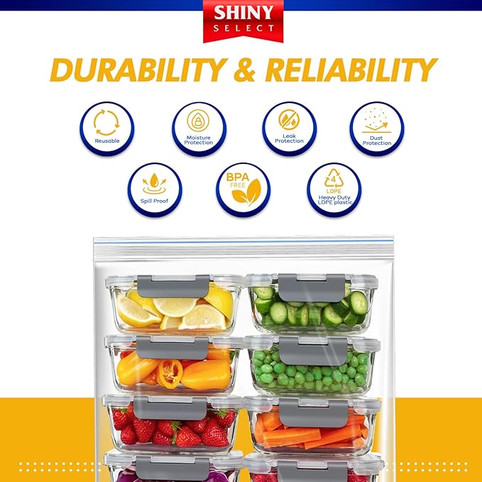 [ 12 COUNT ] - 3 MILL THICK - 5 GALLON - Extra Large Heavy Duty Plastic Storage Bags Zipper Top, 18" x 24", Extra Large Food Storage Bags for Clothes, Travel, Moving, Packing, Campus, Freezer Bag