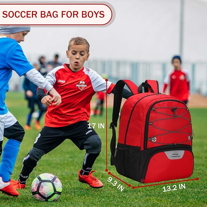 Youth Soccer Bag-Soccer Backpack&Backpack for Football Basketball,with Ball Compartment Separate Cleat Package