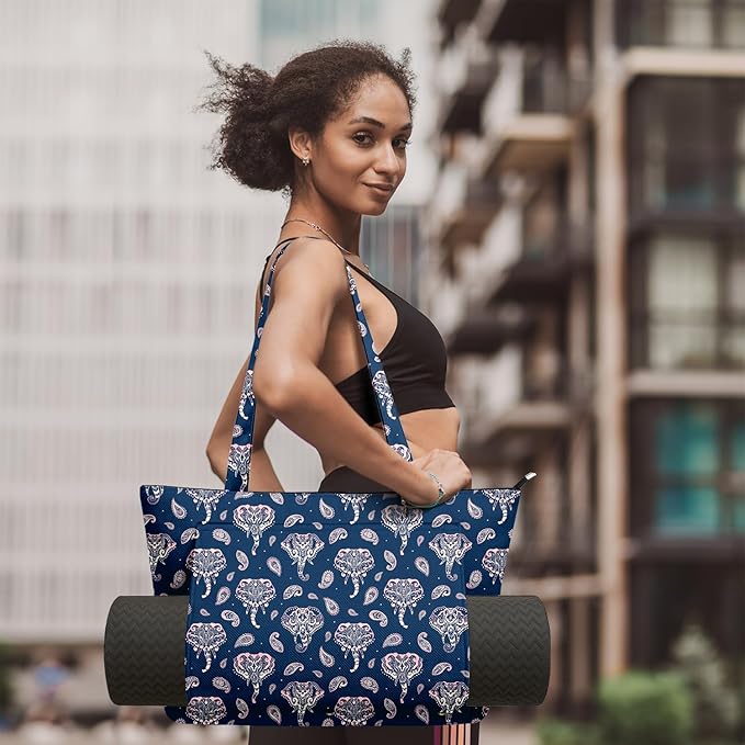 Adalore Women's Yoga Bag with Yoga Mat Carrier - Large Mat Pocket Fitness Tote for Pilates, Gym, Travel, Office & Beach