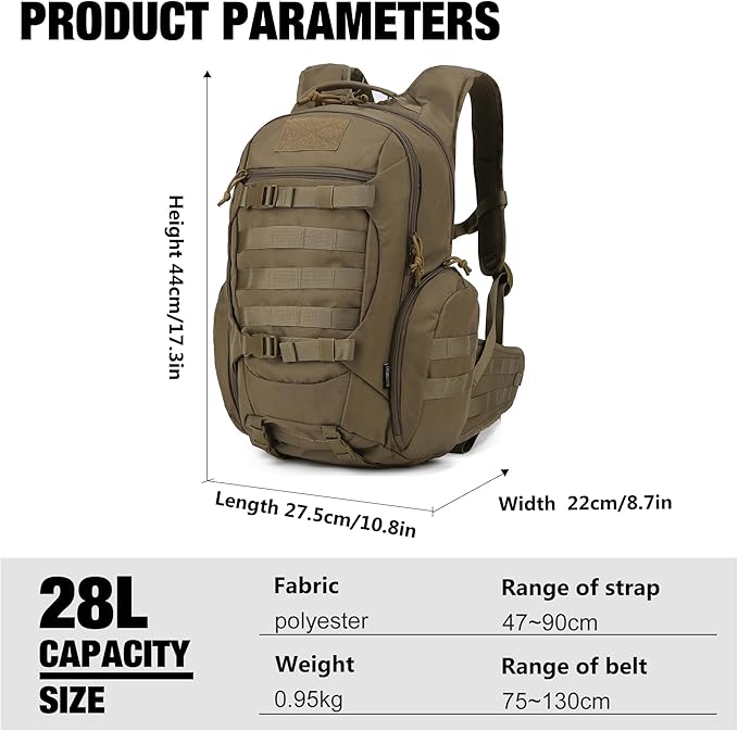 Mardingtop Tactical Molle Backpack for Men- 18L/28L EDC Hiking & Motorcycle Backpack