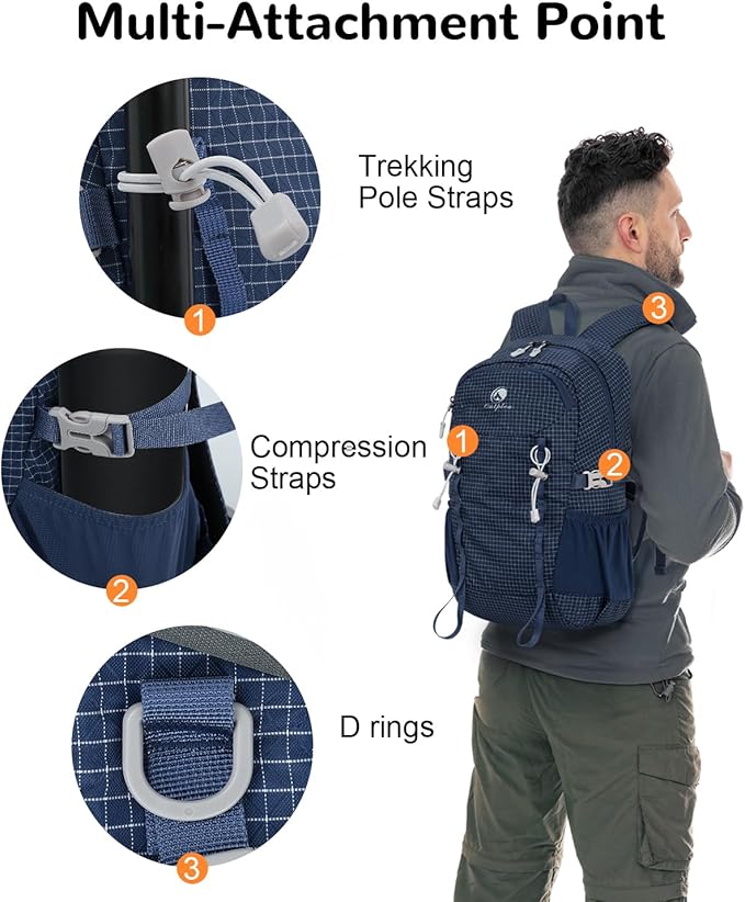 20L Small Waterproof Hiking Backpack Men Women, Lightweight Small Travel Backpack for Outdoor, Blue