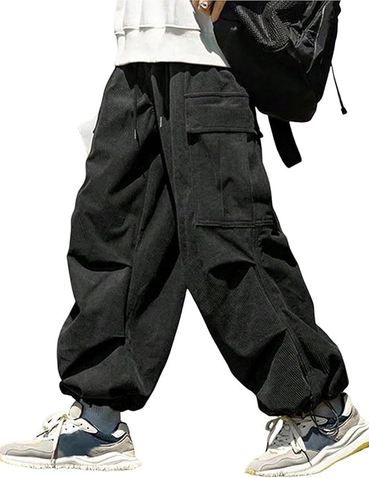 ZAFUL Men's Parachute Pants Casual Baggy Cargo Drawstring Trouser