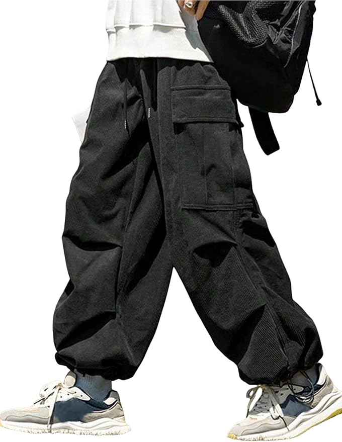 ZAFUL Men's Parachute Pants Casual Baggy Cargo Drawstring Trouser