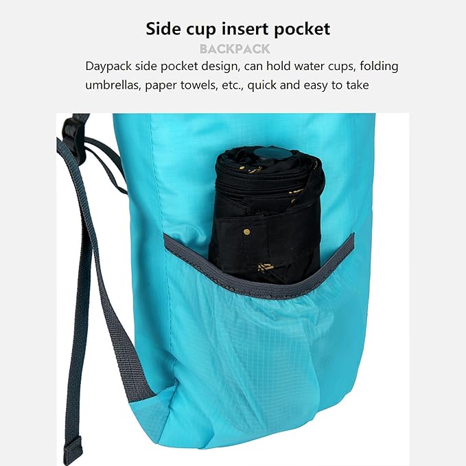 16L Lightweight Foldable Hiking-Backpack Small Packable-Daypack For Travel,Ultralight Water-Resistant Gym Bag Men Women Easy Carry-on (Blue)