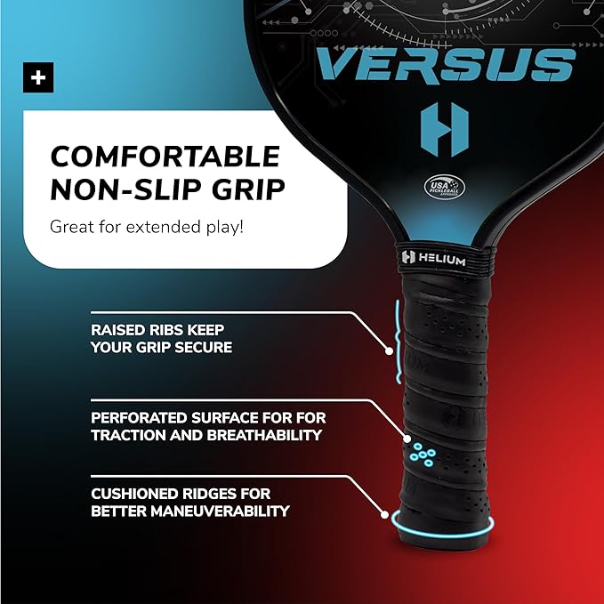 Helium Versus Pickleball Set - Pickleball Paddles with Honeycomb Core, Graphite Strike Face, and Premium Comfort Grip – 4 Balls and Convenient Sports Bag Included (Set of 2 or Set of 4 Paddles)
