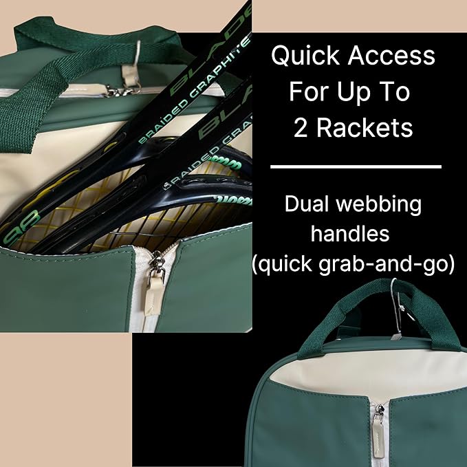 AYRES Tennis Backpack - Spacious Womens Tennis, Padel & Pickleball Bag | Quick-Access Racket Compartment (Fits 2) | Designer Tennis Bag, Water-Resistant & Easy To Clean, Makeup Pouch Included