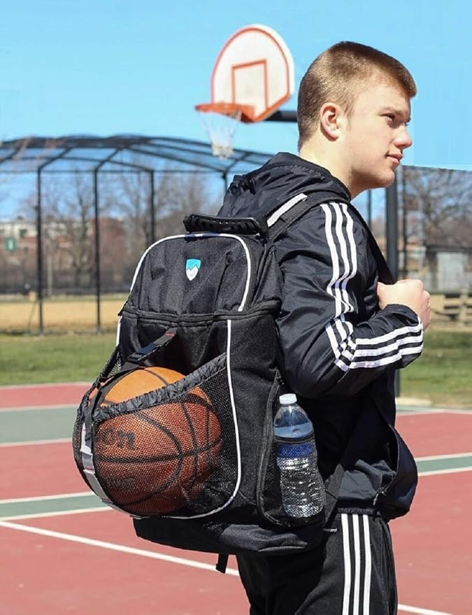 Hard Work Sports Basketball Backpack with Ball Compartment Spacious Shoe Storage for Basketball, Large Sports Bag