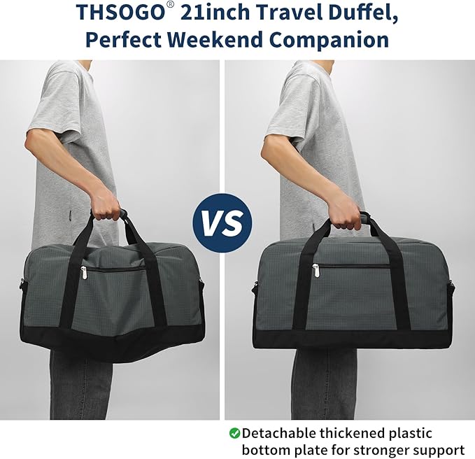 21 inch Gym Bag for Men - 40L Travel Duffel Bag Sport Duffle Bags for Weekend Overnight with Bottom Support (Dark Grey）