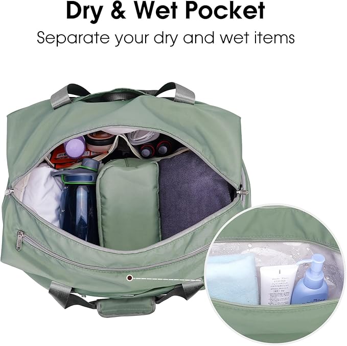 Ceneda 20" Gym Bag for Women with Wet Pocket & Shoe Compartment, Lightweight Duffel Waterproof Carry On Duffle for Travel, Yoga, Overnight (Dark Grey)