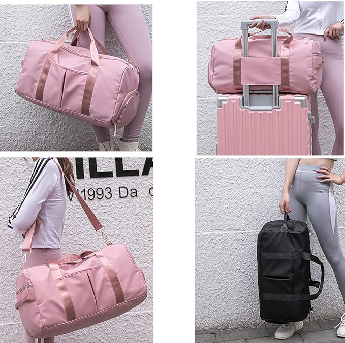 ZUEVI Sports Gym Duffel Bag for Women Waterproof Weekender Travel Bag with Shoes Compartment Dry and Wet Separation for Training Swim Yoga(Army Green)