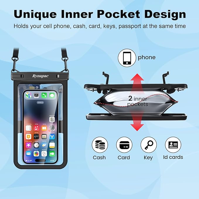 [Up to 8.5"] Waterproof Phone Pouch Bag - 2 Pack IPX8 Waterproof Phone Case for iPhone 17 16 15 14 Pro Max Galaxy S25 S24 Ultra, Touchscreen & Underwater Photography, Beach Cruise Travel Essentials