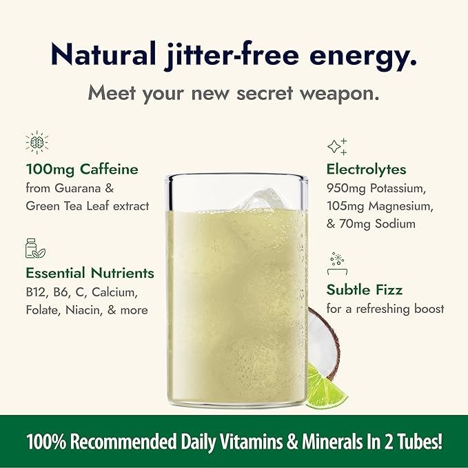 Zipfizz Daily Energy Drink Powder, Coconut Lime, 20 Pack | 3-in-1 Sustained Energy, Rapid Hydration, and Essential Vitamins | Sugar-Free | Electrolyte Powder | Contains Vitamin B-12 & Antioxidants