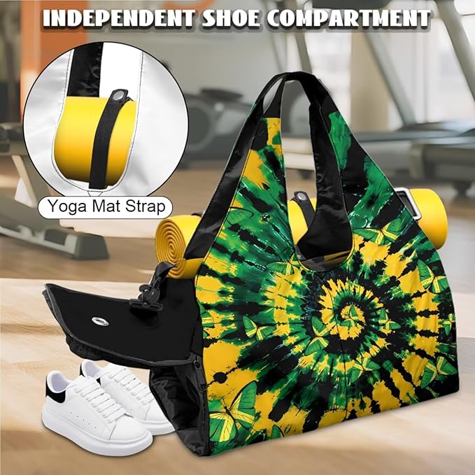 ZCFYGDX Yoga Gym Bag with Removable Adjustable Shoulder Strap, Shoe Compartment & Top Yoga Mat Holder 17.72x8.66x9.84in