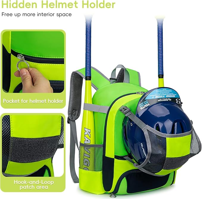 2025 Youth Baseball & Softball Bag | Ultra-Light Tball Backpack with Shoe Compartment & Helmet Holder | Skin-Soft Fabric