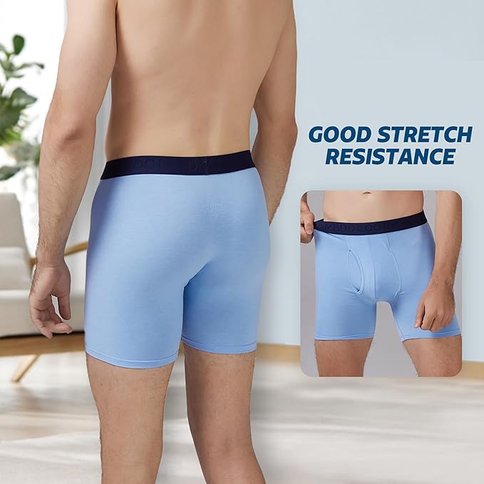 BAMBOO COOL Men's Underwear Breathable Boxer Briefs with Fly Moisture-Wicking Lightweight Underwear 7-Pack