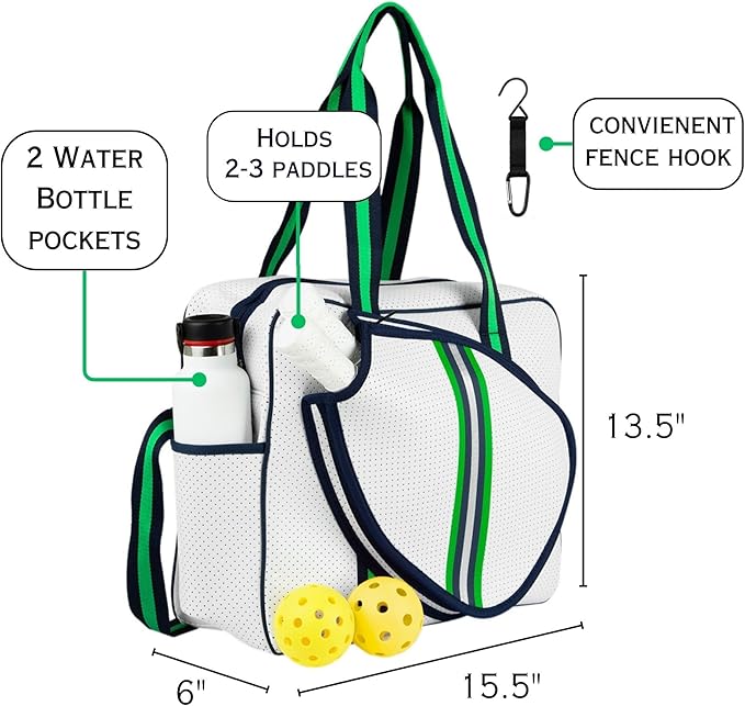 Brooklyn Pickleball Bag - Women's Pickleball Bag with fence hook, Quality Construction, Functional And cute Design