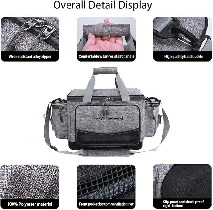 YVLEEN Fishing Tackle Box Bag - Outdoor Large Fishing Tackle Storage Bag - 100% Water-Resistant Polyester Material - Fishing Tackle Bags - Suitable for 3600 3700 Tackle Box