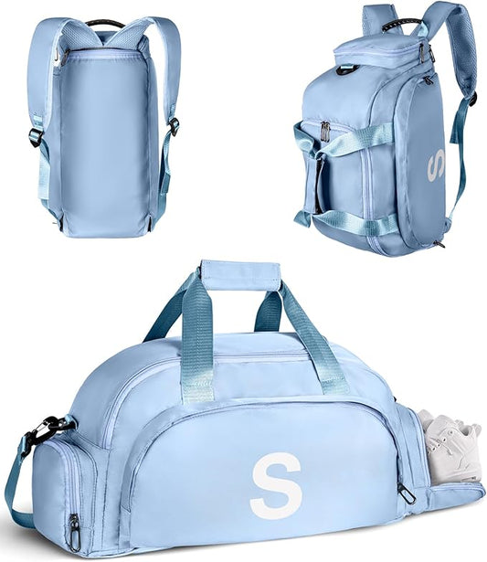 13 14 15 16 17 18 Year Old Girl Birthday Gifts, Initial Gym Bags with Shoe Compartment, Dance Bag for Girls, Monogram Kid Overnight Bags, Festival Gift for Daughter Granddaughter (Letter S)