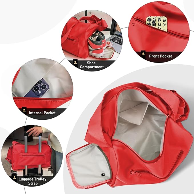 Small Gym Bag for Women Sports Duffel Bag with Shoes Compartment, Waterproof Travel Duffel Bag Carry on Bag Overnight Bag Weekender Bags for Workout Swimming Yoga Dance