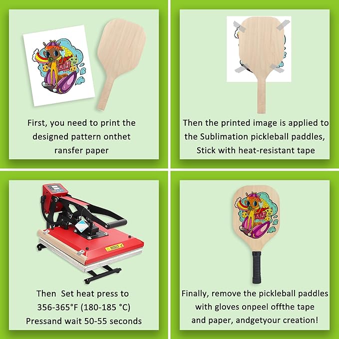 6 Pack Sublimation Blanks Pickleball Paddles, 7.3" x 15.5" Double Sided Printable Pickleball Paddles Plywood 0.39 Inch Thickness for Outdoor Sport Casual Court Play