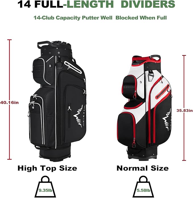 UNIHIMAL 14-Way Golf Cart Bag, Premium Full Length Golf Bag for Men with Magnetic Leather Pocket, Handles and Rain Cover