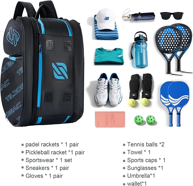 2-in-1 Detachable Pickleball & Padel Bag for Men Women | Thermal Foil Insulated Racket Compartment | Outdoor & Gym