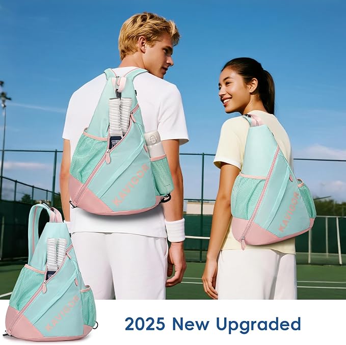 2025 Pickleball Sling Bag, Convertible Ultra-Light Backpack with Skin-Soft Fabric & Wet/Dry Pocket, Fits 4 Paddles + Gear