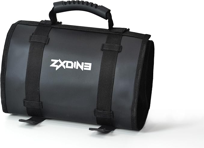 Lure Roll Up Fishing Jig Pouch Tackle bags | Heavy Duty Compact Waterproof Tarpaulin Fish Lure Pouch | 10 Clean Window Pockets for Fishing Lures Jigs Tools Storage