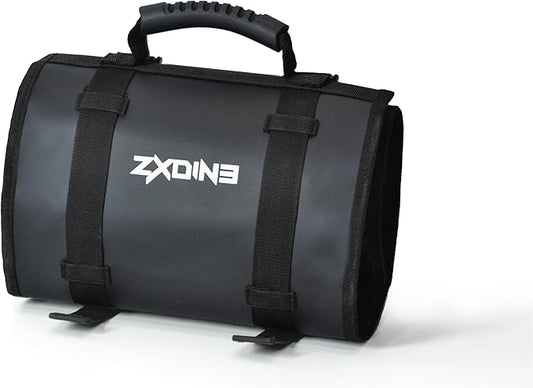 Lure Roll Up Fishing Jig Pouch Tackle bags | Heavy Duty Compact Waterproof Tarpaulin Fish Lure Pouch | 10 Clean Window Pockets for Fishing Lures Jigs Tools Storage