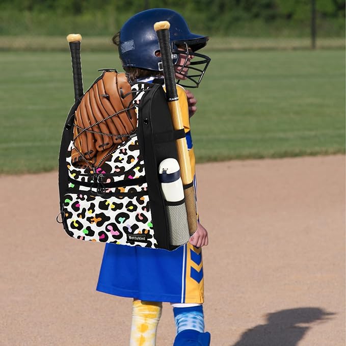 Youth Baseball Bag with Vented Shoe Compartment, Softball Bat Bag for Batting Mitten, Helmet, Teeball Gear - Adult Boys Girls Kids