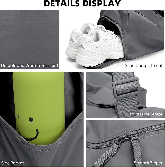Small Gym Bag for Women Sports Duffel Bag with Shoes Compartment, Waterproof Travel Duffel Bag Carry on Bag Overnight Bag Weekender Bags for Workout Swimming Yoga Dance