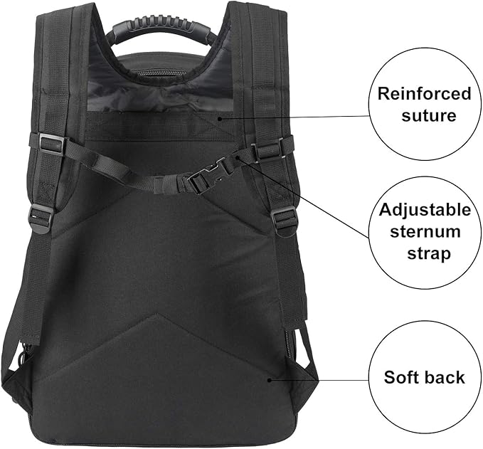 ZSearARMY Tactical Backpacks Assault Pack 3 Day Bag Expandable Backpack Out Bag Classic Case Travel Hiking(Black, Not with Belt)