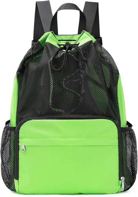 Drawstring Backpack Sports Gym Bag with Wet Pocket Swim Bag Mesh Drawstring Backpack with Shoe Compartment Beach Sackpack for Swimming, Workout Gear (Mint Green)