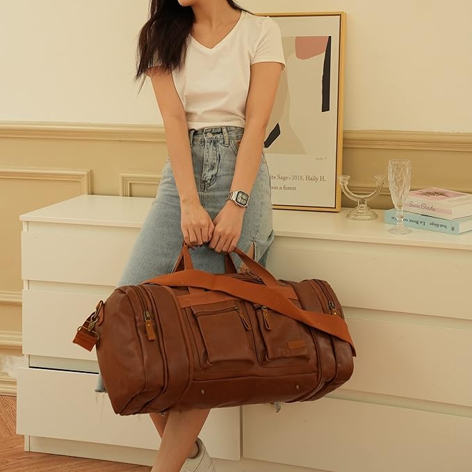 Vegan Leather Travel Duffel Weekender Bag Carry on Overnight Bag Sports Duffel bag For men and Women HB-21