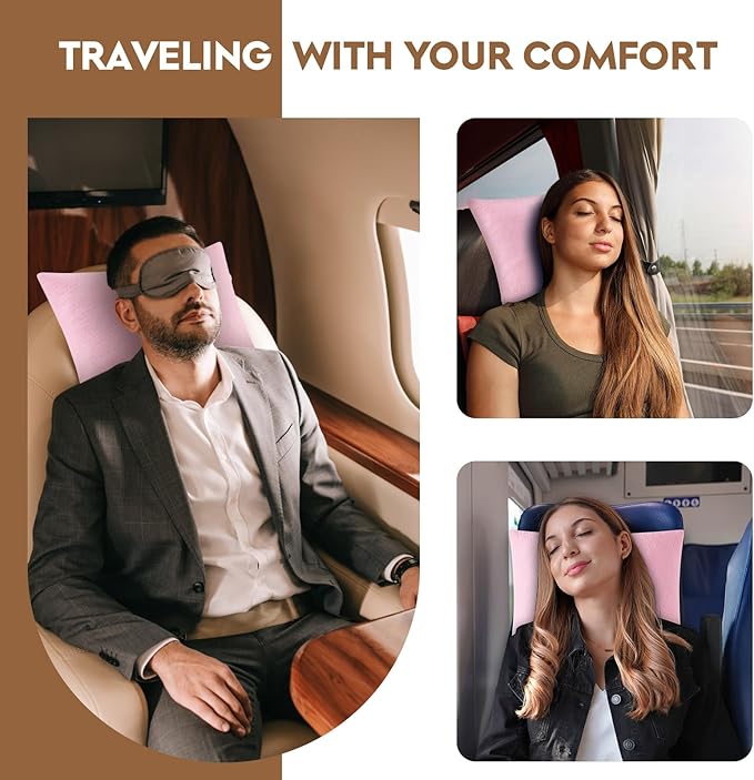 Small Shredded Memory Foam Pillow, Camping Pillow Travel Pillow - Compressible Medium Firm, Breathable Cover, Ideal Backpacking Hiking, Airplane and Car (Apricot Pink, L)