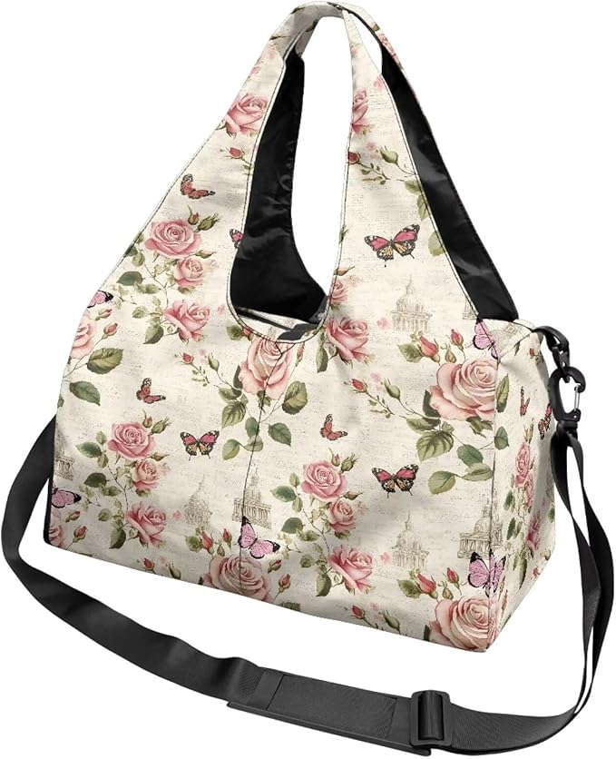 ZCFYGDX Yoga Gym Bag with Removable Adjustable Shoulder Strap, Shoe Compartment & Top Yoga Mat Holder 17.72x8.66x9.84in