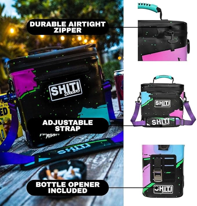 SHITI Coolers Cooler for Camping, Travel, Beach, Soft Lunch Box for Food, Drinks & Ice, Portable, Waterproof 24 Hr Insulated Bag with Shoulder Straps, Customizable