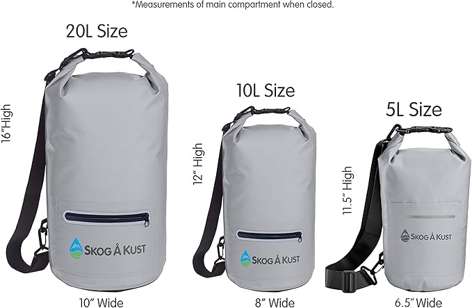 Skog Å Kust DrySak - Roll Top Waterproof Bag for Travel & Outdoors - 5, 10 & 20 Liter sizes