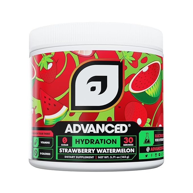 Advanced Hydration High-Performance Electrolyte Drink Mix with B Vitamins for All-Day Hydration - Caffeine Free, Zero Calories, Sugar Free, & Keto Friendly - (30 Servings, Strawberry Watermelon)